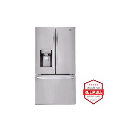 Lg 27.7 cu.ft Stainless Steel French Door Refrigerator, Ice and Water Dispenser and Smart Features LRFS28XBS